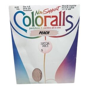 1985 Coloralls Non Support Pantyhose Peach Panty Peach Legs Size AB Style 325